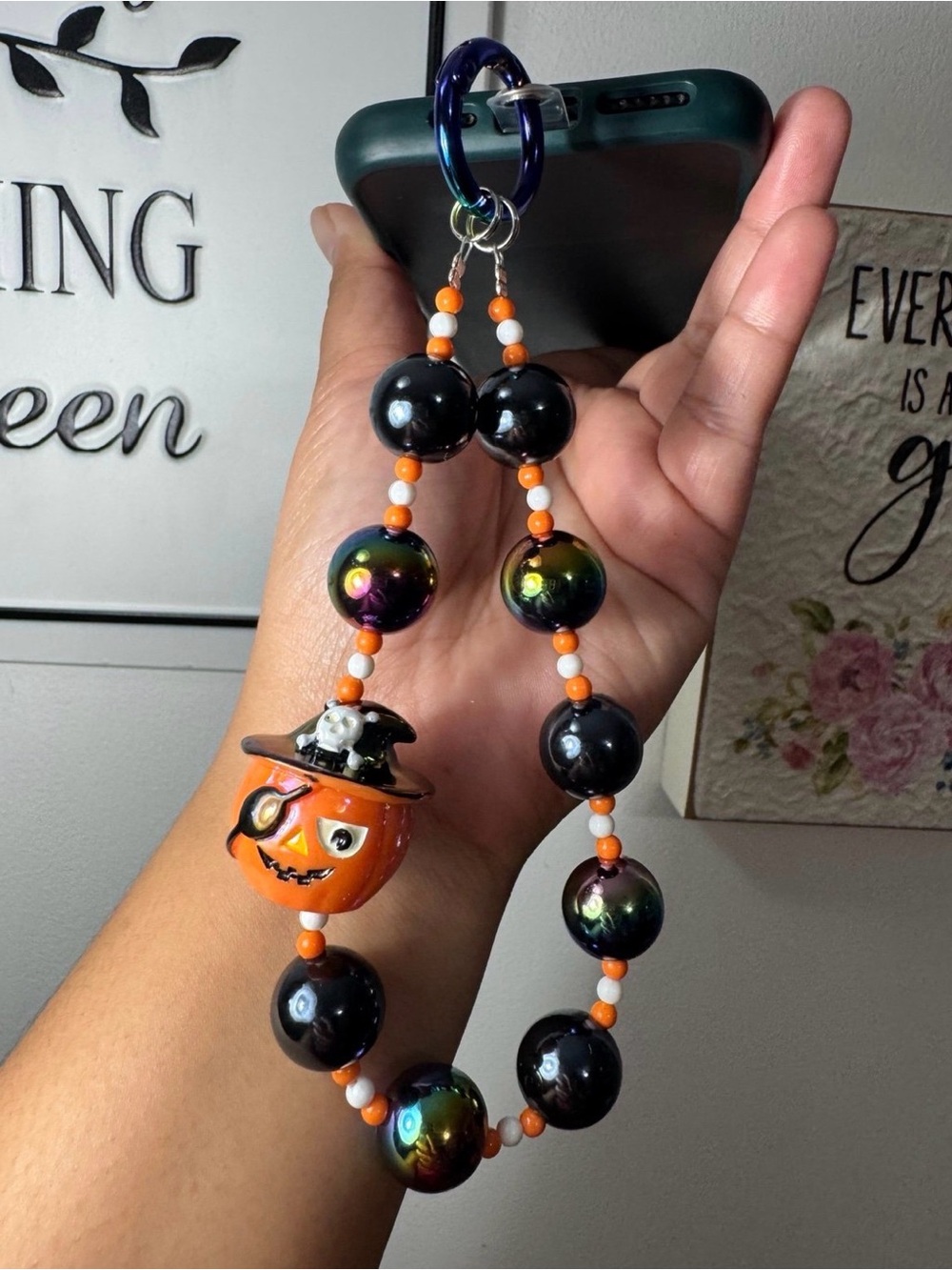 Halloween Pumpkin Pirate Charm Rainbow Chrome Phone/Key/Bag Chain #P547
